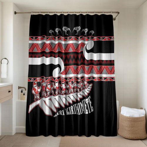 New Zealand Christmas Bathroom Set Funny Santa Claus Haka Dance with Tukutuku