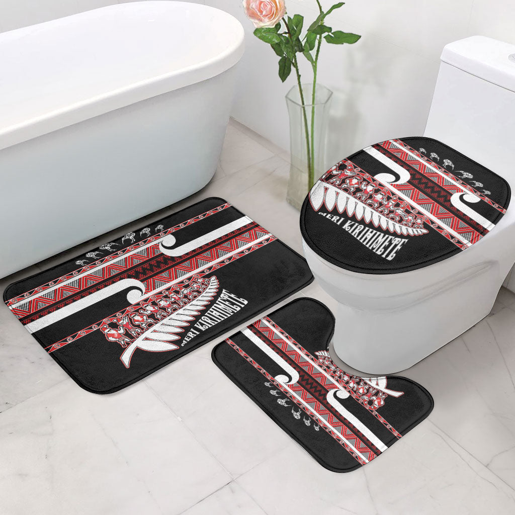 New Zealand Christmas Bathroom Set Funny Santa Claus Haka Dance with Tukutuku
