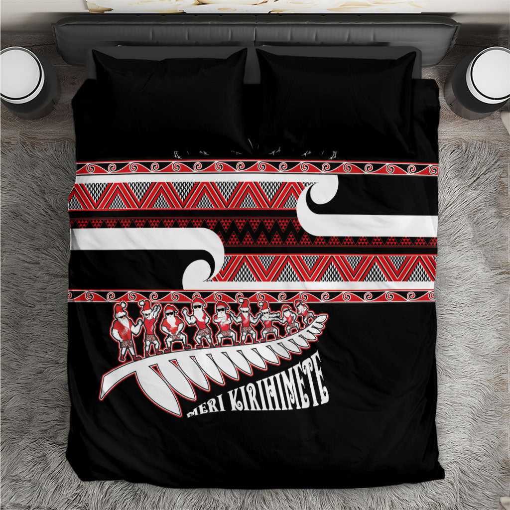 New Zealand Christmas Bedding Set Funny Santa Claus Haka Dance with Tukutuku