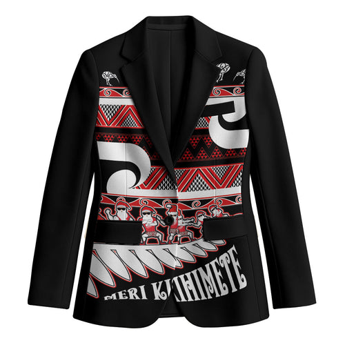 New Zealand Christmas Blazer Funny Santa Claus Haka Dance with Tukutuku