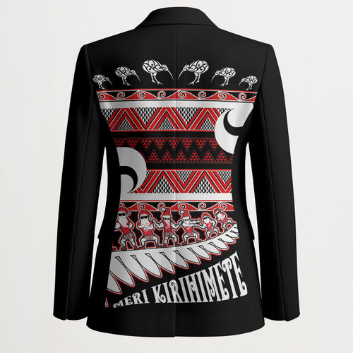 New Zealand Christmas Blazer Funny Santa Claus Haka Dance with Tukutuku