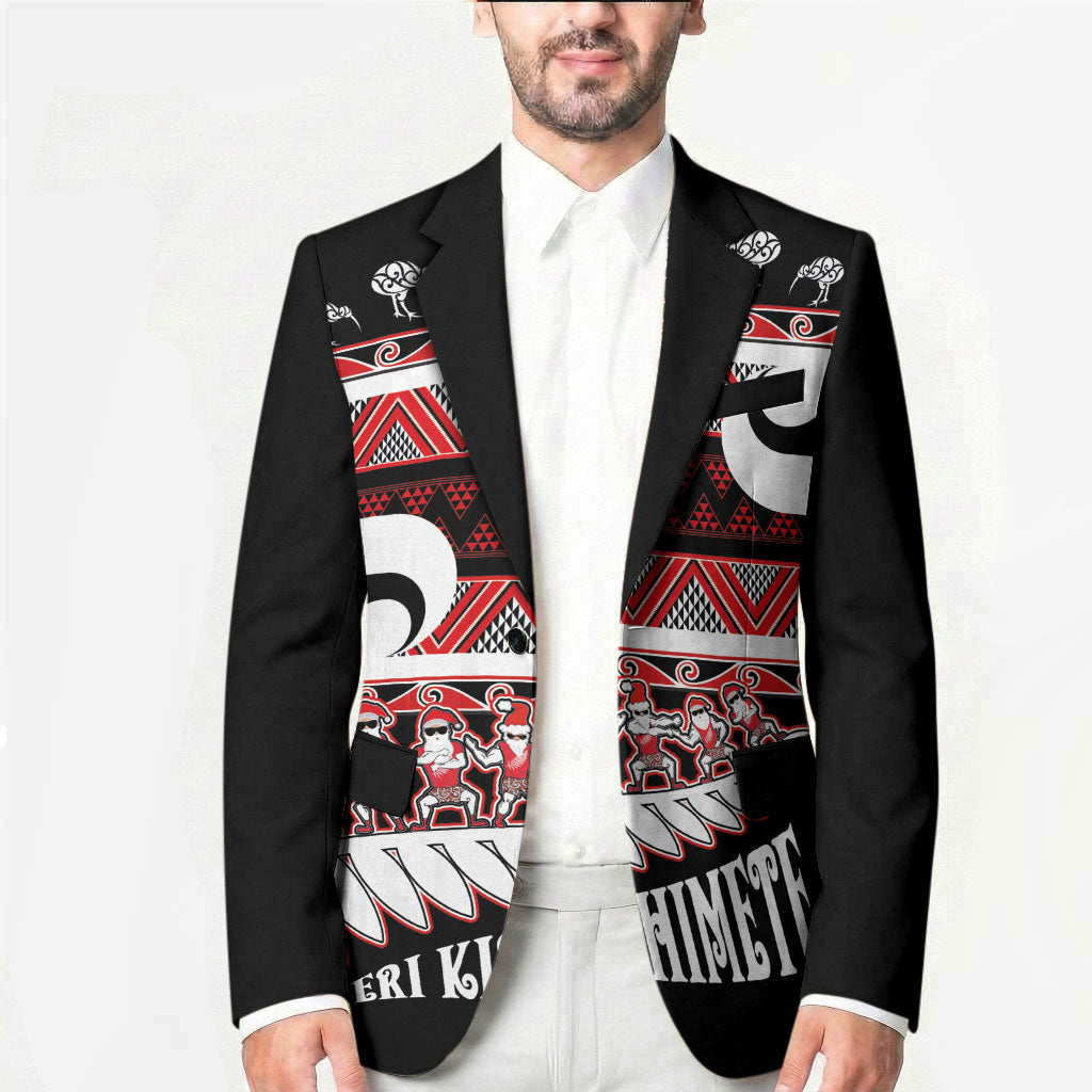 New Zealand Christmas Blazer Funny Santa Claus Haka Dance with Tukutuku