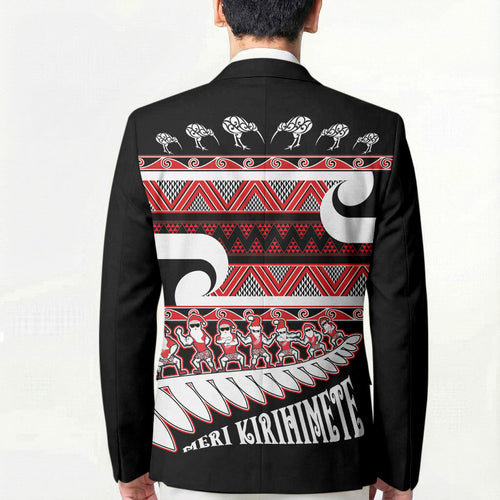 New Zealand Christmas Blazer Funny Santa Claus Haka Dance with Tukutuku
