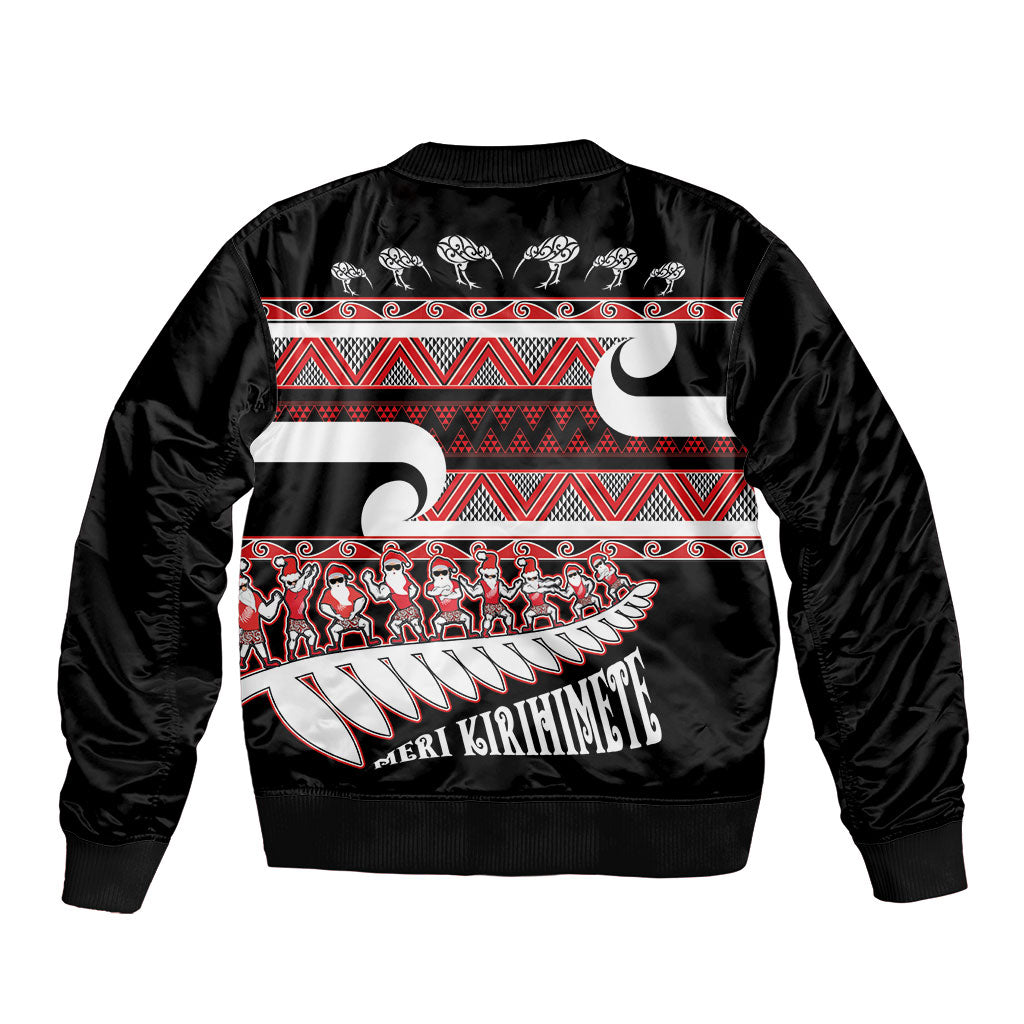 New Zealand Christmas Bomber Jacket Funny Santa Claus Haka Dance with Tukutuku