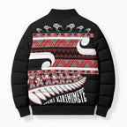 New Zealand Christmas Bomber Puffer Jacket Funny Santa Claus Haka Dance with Tukutuku