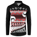 New Zealand Christmas Button Sweatshirt Funny Santa Claus Haka Dance with Tukutuku