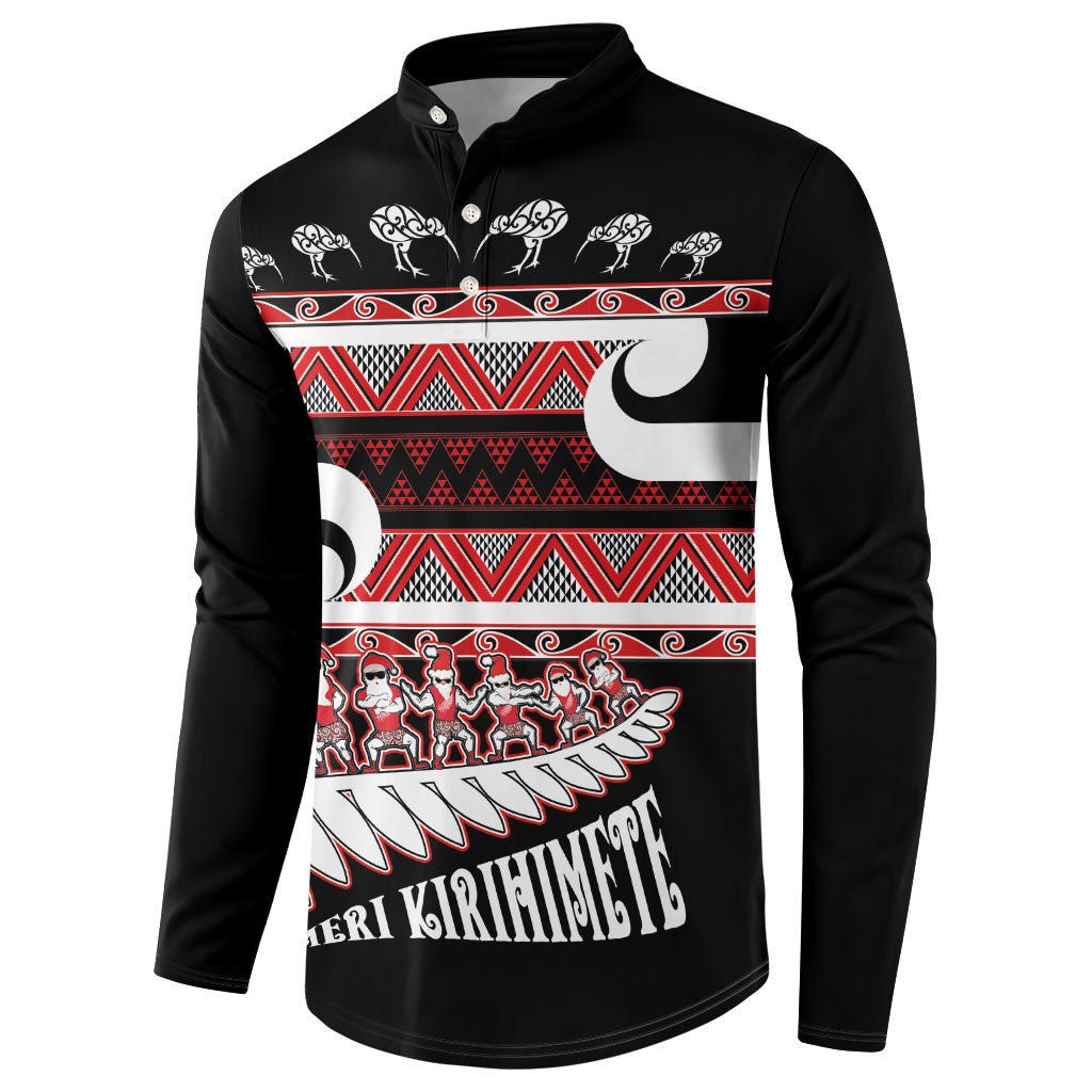 New Zealand Christmas Button Sweatshirt Funny Santa Claus Haka Dance with Tukutuku