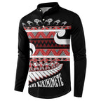 New Zealand Christmas Button Sweatshirt Funny Santa Claus Haka Dance with Tukutuku