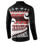 New Zealand Christmas Button Sweatshirt Funny Santa Claus Haka Dance with Tukutuku