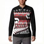 New Zealand Christmas Button Sweatshirt Funny Santa Claus Haka Dance with Tukutuku