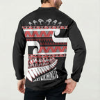 New Zealand Christmas Button Sweatshirt Funny Santa Claus Haka Dance with Tukutuku