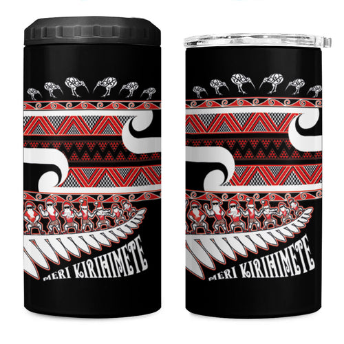 New Zealand Christmas 4 in 1 Can Cooler Tumbler Funny Santa Claus Haka Dance with Tukutuku