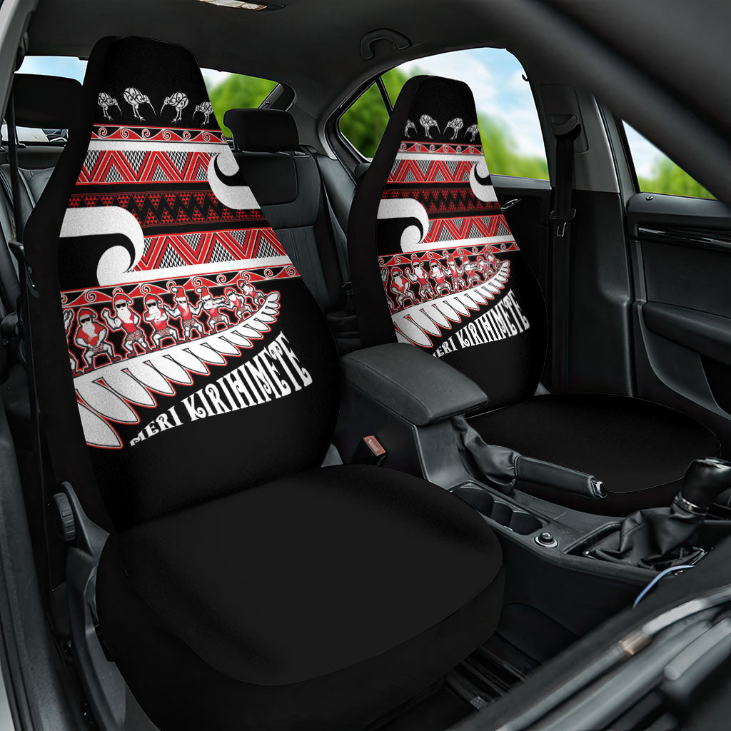 New Zealand Christmas Car Seat Cover Funny Santa Claus Haka Dance with Tukutuku