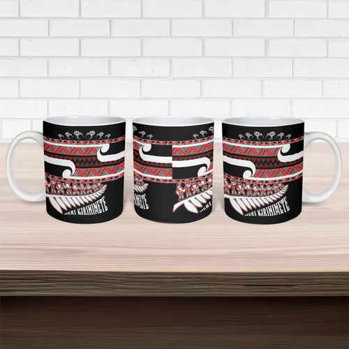 New Zealand Christmas Ceramic Mug Funny Santa Claus Haka Dance with Tukutuku