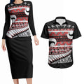 New Zealand Christmas Couples Matching Long Sleeve Bodycon Dress and Hawaiian Shirt Funny Santa Claus Haka Dance with Tukutuku