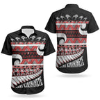 New Zealand Christmas Couples Matching Long Sleeve Bodycon Dress and Hawaiian Shirt Funny Santa Claus Haka Dance with Tukutuku