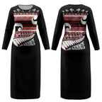 New Zealand Christmas Couples Matching Long Sleeve Bodycon Dress and Hawaiian Shirt Funny Santa Claus Haka Dance with Tukutuku