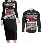 New Zealand Christmas Couples Matching Long Sleeve Bodycon Dress and Long Sleeve Button Shirt Funny Santa Claus Haka Dance with Tukutuku