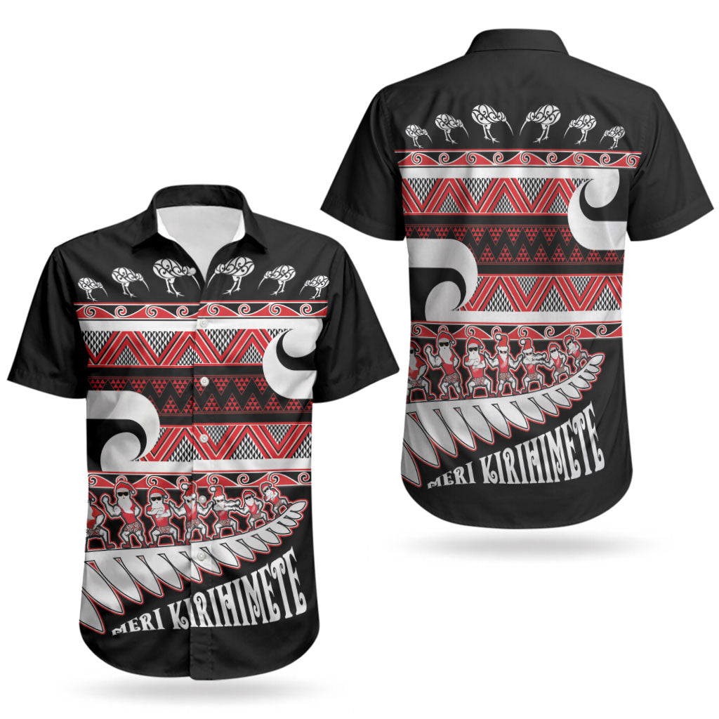 New Zealand Christmas Couples Matching Off Shoulder Maxi Dress and Hawaiian Shirt Funny Santa Claus Haka Dance with Tukutuku