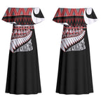 New Zealand Christmas Couples Matching Off Shoulder Maxi Dress and Long Sleeve Button Shirt Funny Santa Claus Haka Dance with Tukutuku