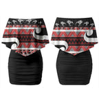 New Zealand Christmas Couples Matching Off Shoulder Short Dress and Hawaiian Shirt Funny Santa Claus Haka Dance with Tukutuku