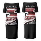 New Zealand Christmas Couples Matching Puletasi and Hawaiian Shirt Funny Santa Claus Haka Dance with Tukutuku