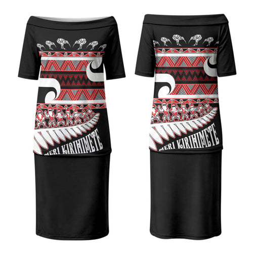 New Zealand Christmas Couples Matching Puletasi and Hawaiian Shirt Funny Santa Claus Haka Dance with Tukutuku