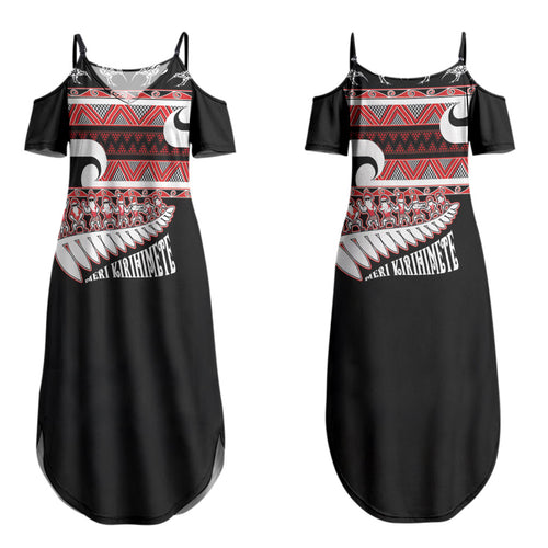 New Zealand Christmas Couples Matching Summer Maxi Dress and Hawaiian Shirt Funny Santa Claus Haka Dance with Tukutuku