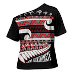 New Zealand Christmas Cross Shoulder Shirt Funny Santa Claus Haka Dance with Tukutuku