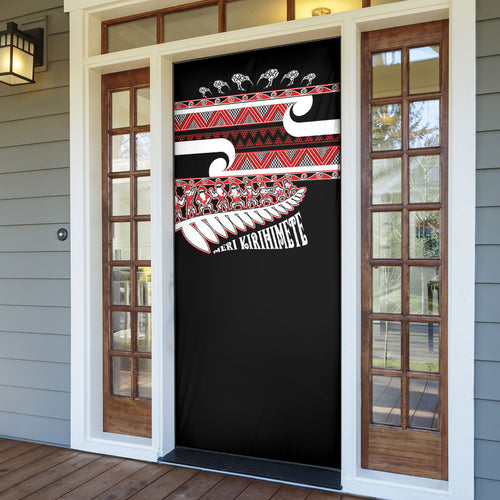 New Zealand Christmas Door Cover Funny Santa Claus Haka Dance with Tukutuku