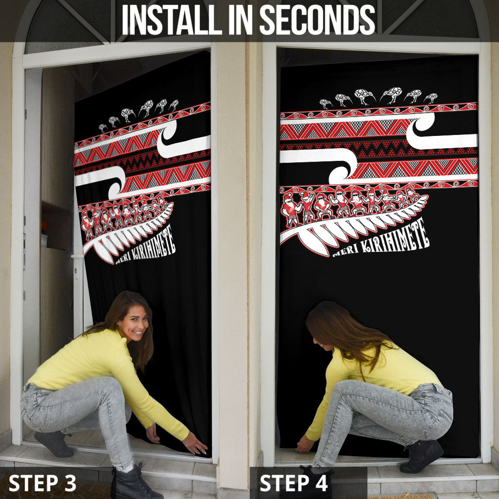 New Zealand Christmas Door Cover Funny Santa Claus Haka Dance with Tukutuku