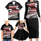 New Zealand Christmas Family Matching Long Sleeve Bodycon Dress and Hawaiian Shirt Funny Santa Claus Haka Dance with Tukutuku