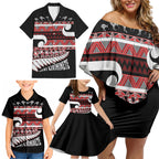New Zealand Christmas Family Matching Off Shoulder Short Dress and Hawaiian Shirt Funny Santa Claus Haka Dance with Tukutuku