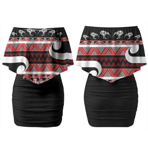 New Zealand Christmas Family Matching Off Shoulder Short Dress and Hawaiian Shirt Funny Santa Claus Haka Dance with Tukutuku