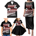 New Zealand Christmas Family Matching Puletasi and Hawaiian Shirt Funny Santa Claus Haka Dance with Tukutuku