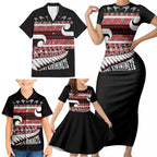 New Zealand Christmas Family Matching Short Sleeve Bodycon Dress and Hawaiian Shirt Funny Santa Claus Haka Dance with Tukutuku