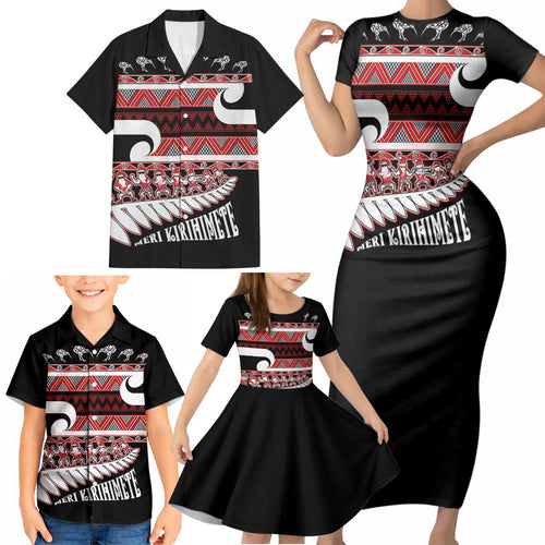 New Zealand Christmas Family Matching Short Sleeve Bodycon Dress and Hawaiian Shirt Funny Santa Claus Haka Dance with Tukutuku