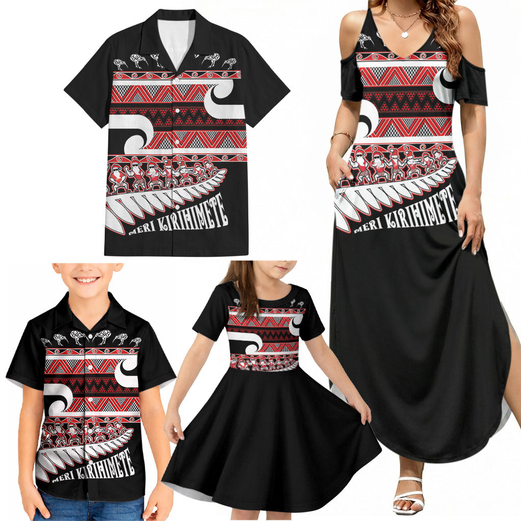 New Zealand Christmas Family Matching Summer Maxi Dress and Hawaiian Shirt Funny Santa Claus Haka Dance with Tukutuku
