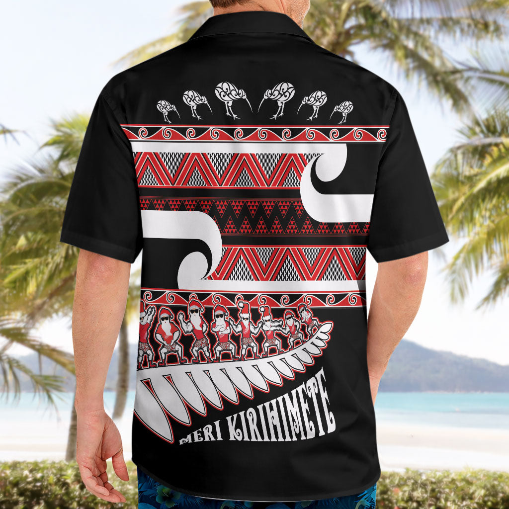 New Zealand Christmas Hawaiian Shirt Funny Santa Claus Haka Dance with Tukutuku
