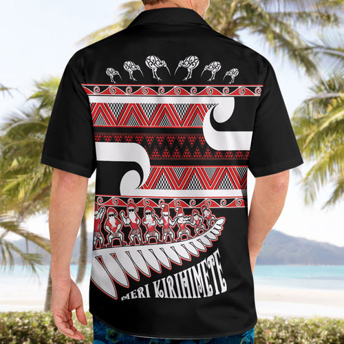 New Zealand Christmas Hawaiian Shirt Funny Santa Claus Haka Dance with Tukutuku