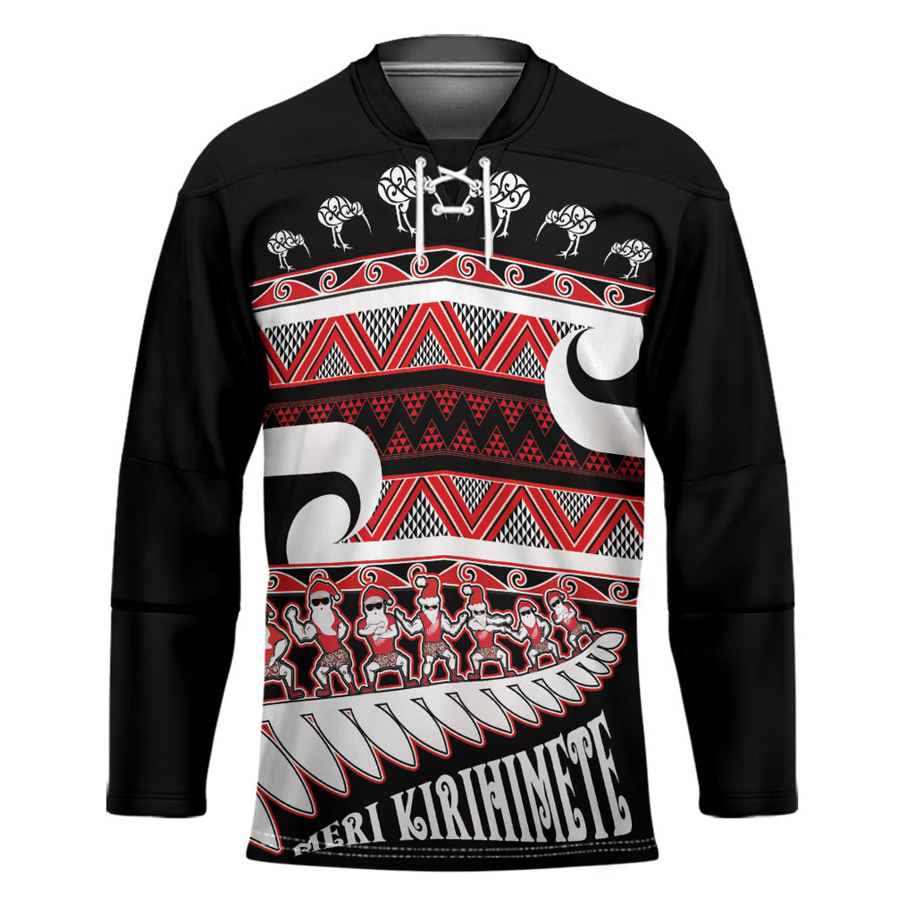 New Zealand Christmas Hockey Jersey Funny Santa Claus Haka Dance with Tukutuku