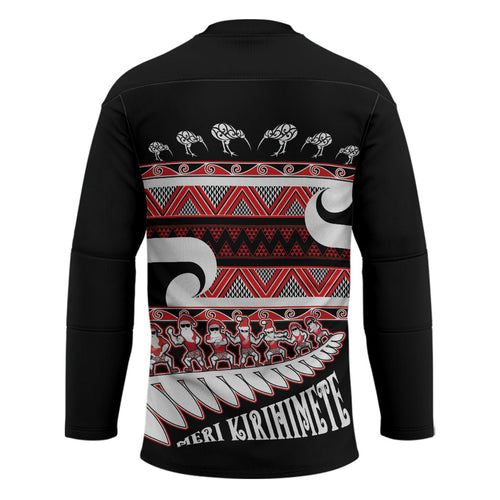 New Zealand Christmas Hockey Jersey Funny Santa Claus Haka Dance with Tukutuku