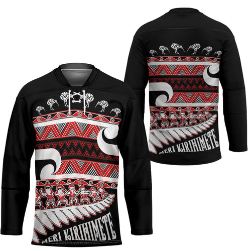 New Zealand Christmas Hockey Jersey Funny Santa Claus Haka Dance with Tukutuku