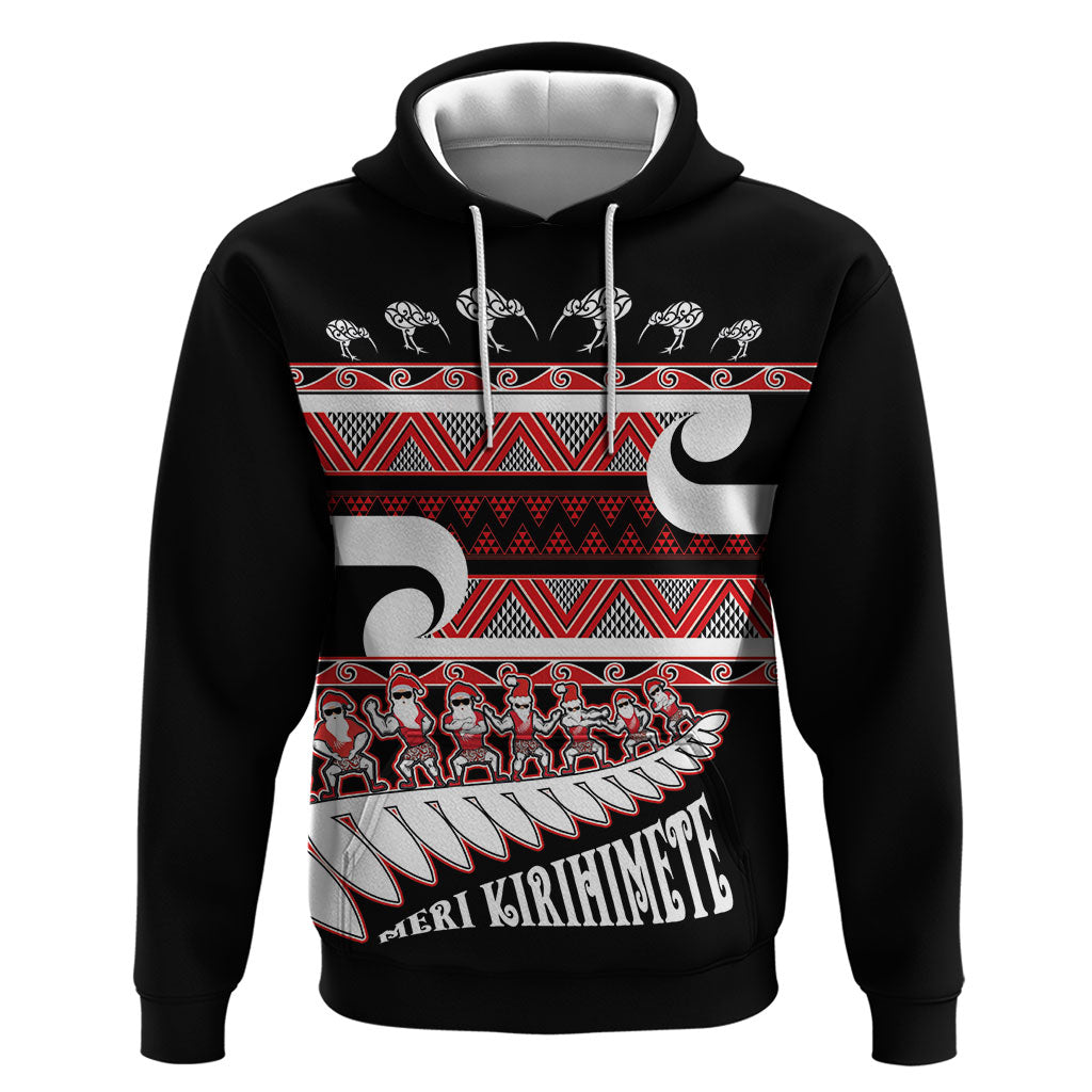 New Zealand Christmas Hoodie Funny Santa Claus Haka Dance with Tukutuku