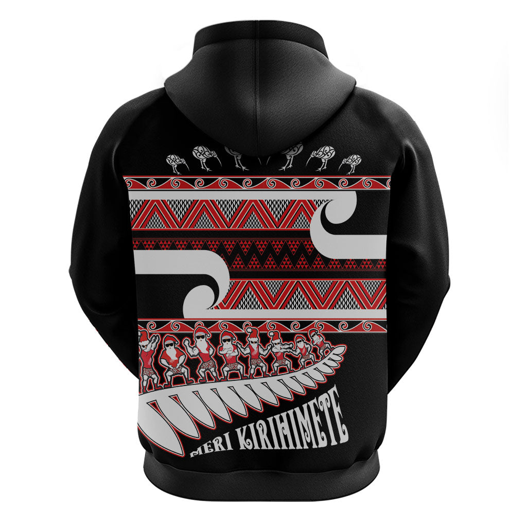 New Zealand Christmas Hoodie Funny Santa Claus Haka Dance with Tukutuku