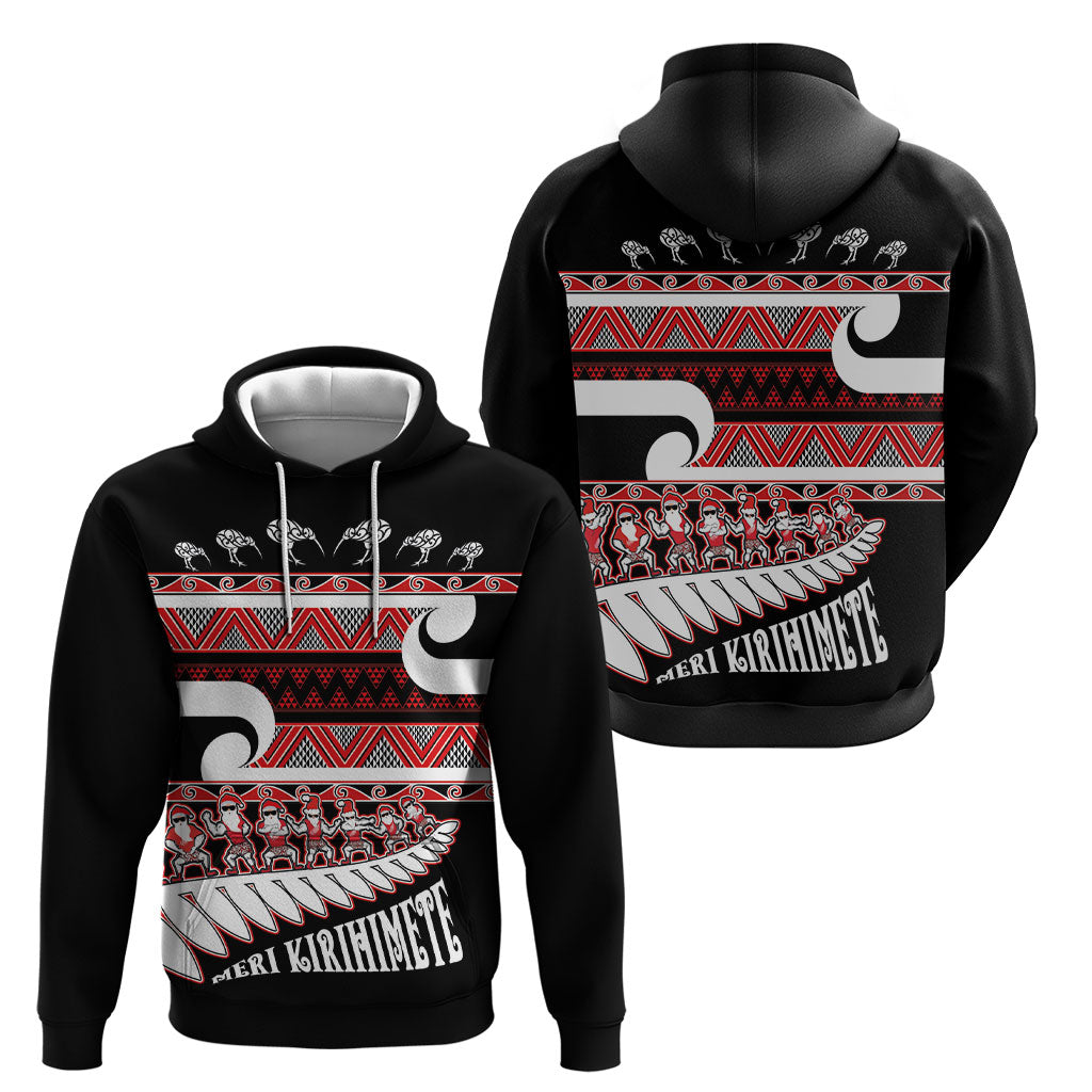 New Zealand Christmas Hoodie Funny Santa Claus Haka Dance with Tukutuku