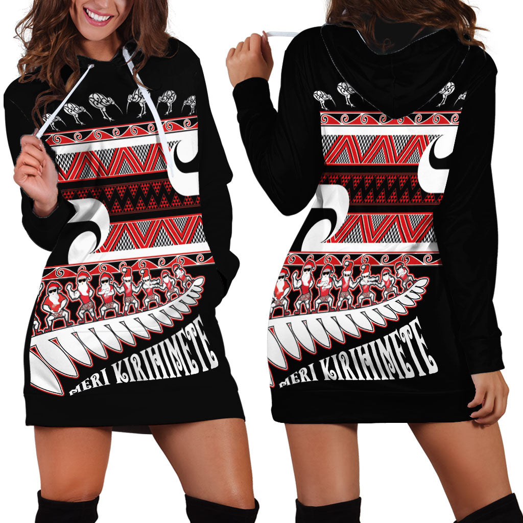 New Zealand Christmas Hoodie Dress Funny Santa Claus Haka Dance with Tukutuku
