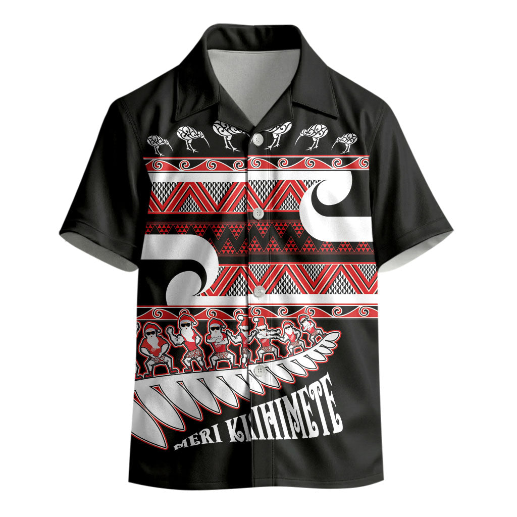 New Zealand Christmas Kid Hawaiian Shirt Funny Santa Claus Haka Dance with Tukutuku