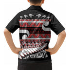 New Zealand Christmas Kid Hawaiian Shirt Funny Santa Claus Haka Dance with Tukutuku