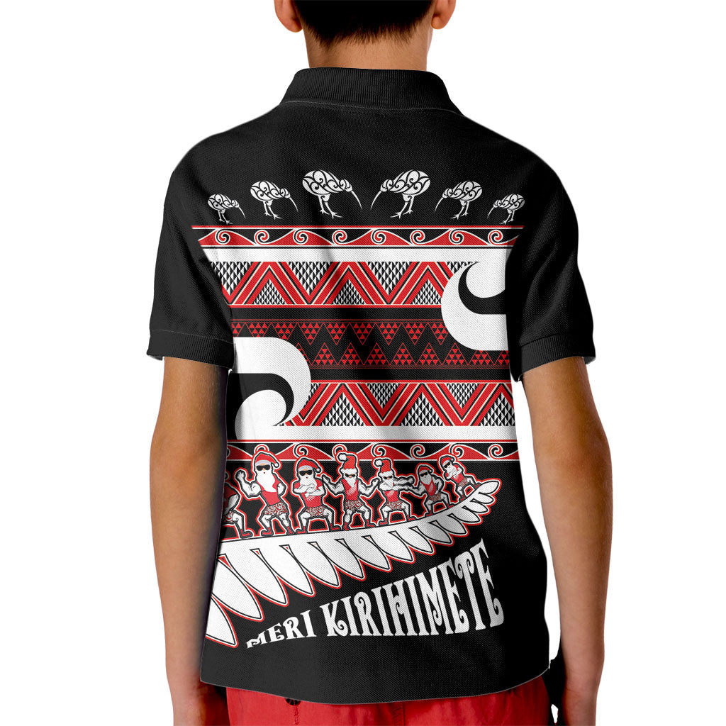 New Zealand Christmas Kid Polo Shirt Funny Santa Claus Haka Dance with Tukutuku